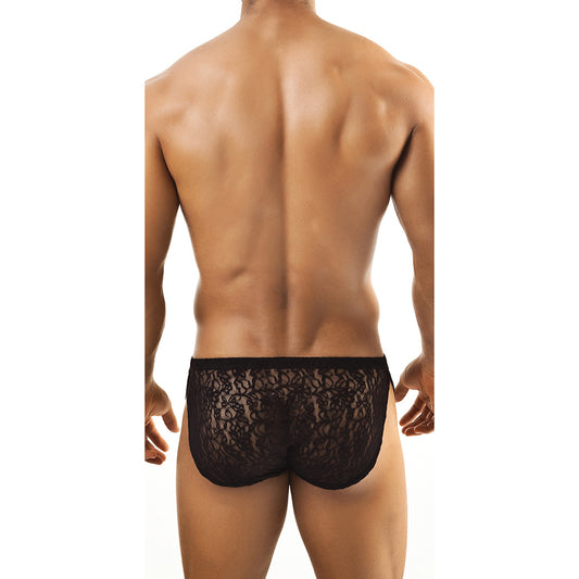 Men's Lace Fabric Brief Underwear (Black and Red)