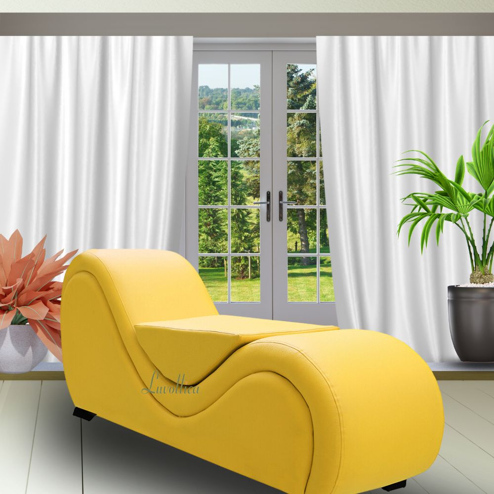 Elite Sunshine Yellow Tantra Sofa -Premium Stylish Couch with Center Cushion – Ergonomic Curved Sofa with Balanced Alignment | Luvottica