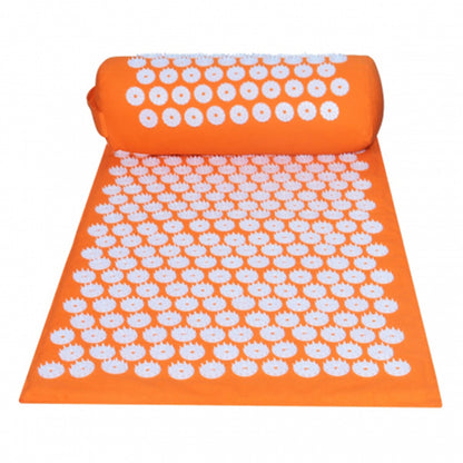 Acupressure Mat and Pillow Set for Pain Relief and Muscle Relaxation(Orange)