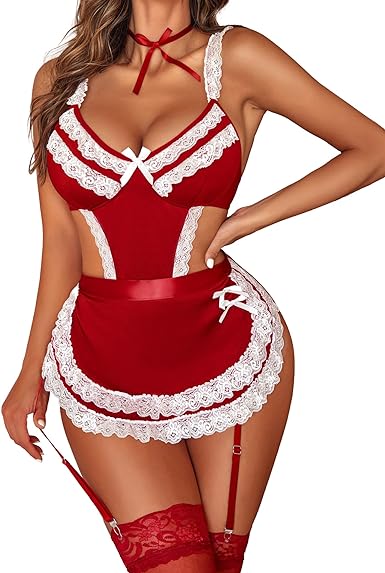 Lace Trimmed French Maid Babydoll