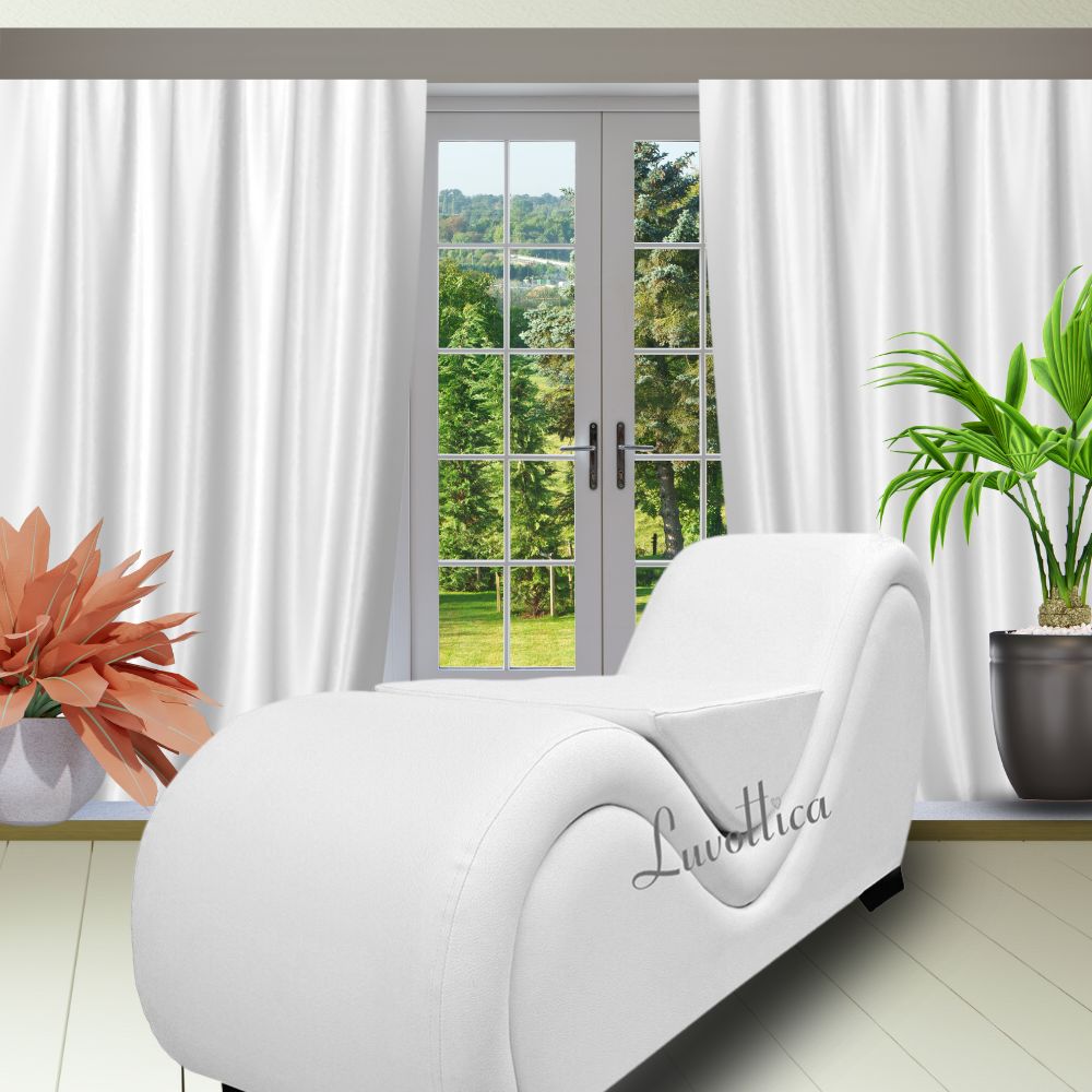 White Leatherette Elite Lovemaking Chair-  Stylish Couch with center cushion – Designer Curve Sofa for Stability and Comfort | Luvottica