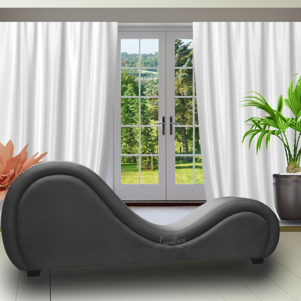 Black Premium Leatherette Stylish Tantra Couch – Premium Curve Sofa with Structured Support | Luvottica