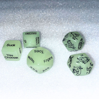 5 Piece Erotic Luminous Love Dice Set – Glow in the Dark Fun for Couples
