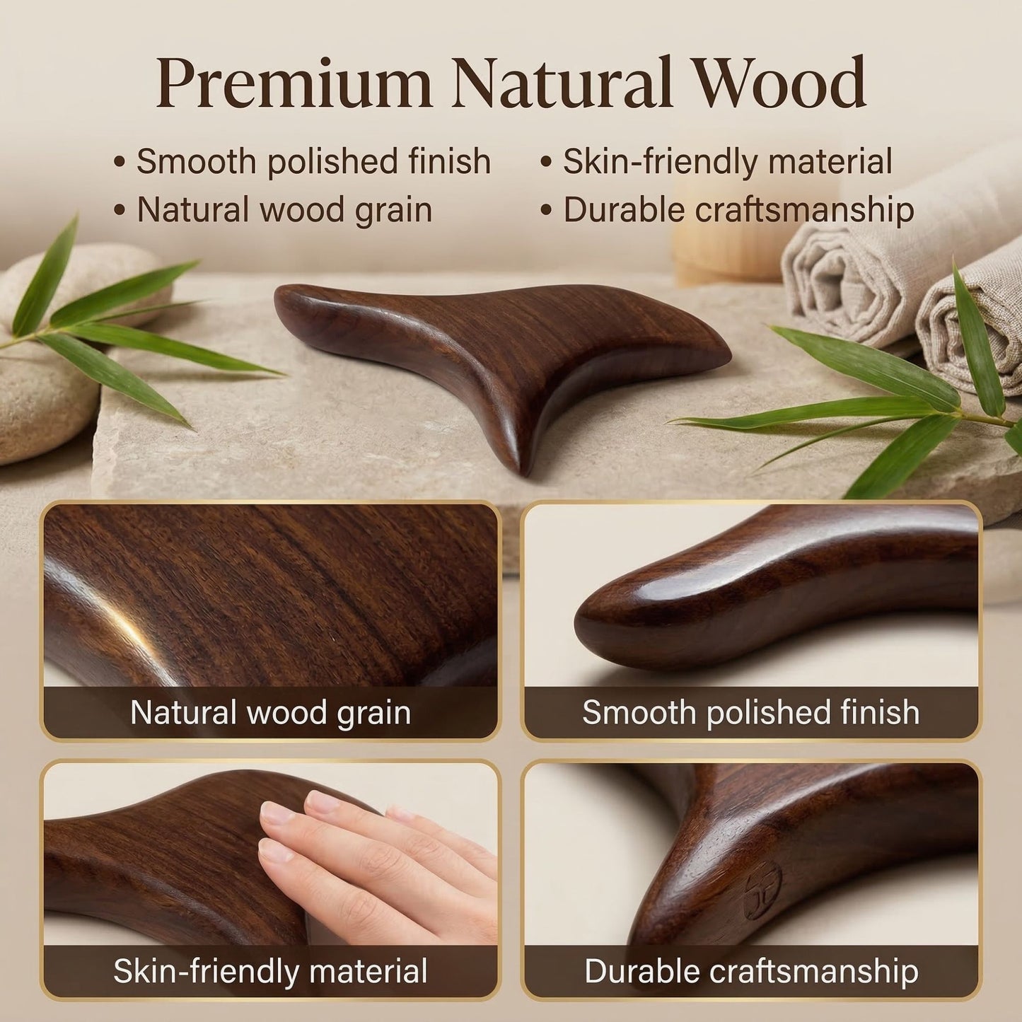 Handcrafted Wooden Gua Sha Massage Tool – Natural Face & Body Sculpting Massager