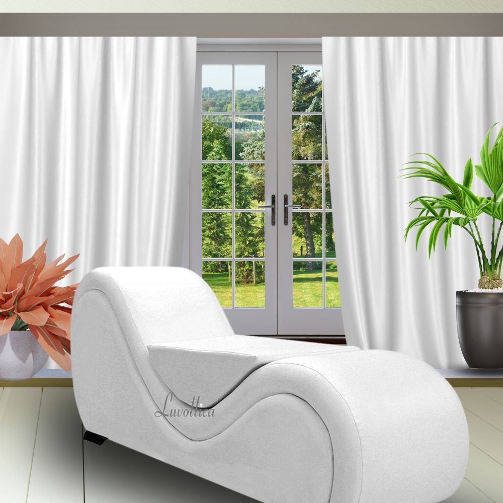 White Leatherette Elite Lovemaking Chair-  Stylish Couch with center cushion – Designer Curve Sofa for Stability and Comfort | Luvottica