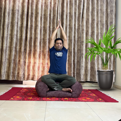 Luvottica Red Fabric Dhyanam Seat - Meditation Seat- Yoga Cushion