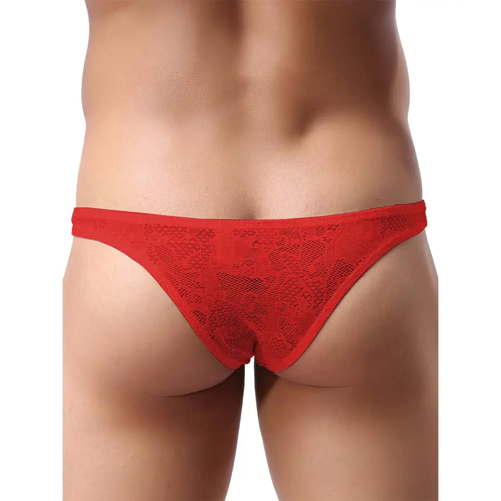 Men's Lycra Lace Free Size Brief Underwear - Black, Red, Light Pink, White