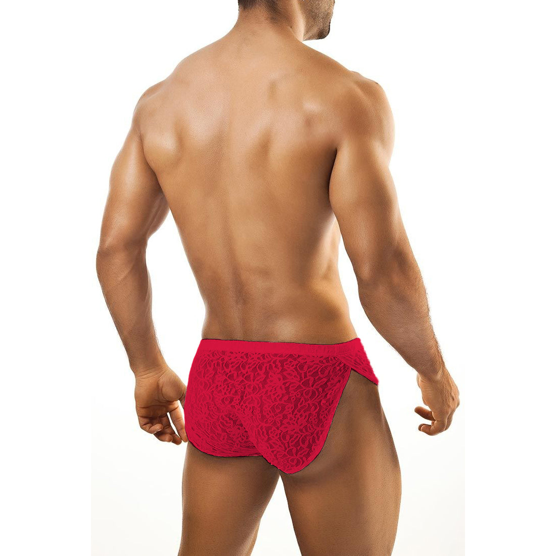 Men's Lace Fabric Brief Underwear (Black and Red)