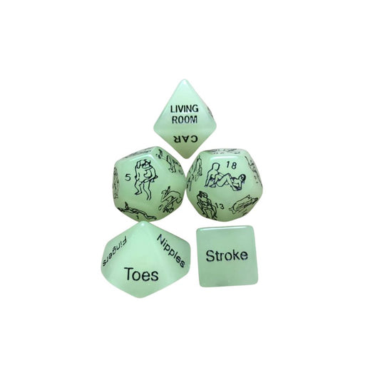 5 Piece Erotic Luminous Love Dice Set – Glow in the Dark Fun for Couples