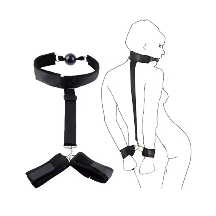 Open Mouth Ball Gag with Handcuffs Bondage for Couples