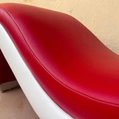 Ligneous Premium Leatherette Tantra Couch (Red & White) -Love couch-Tantra Couch - Premium Yoga Couch – Ergonomic Curved Sofa with Balanced Alignment | Luvottica