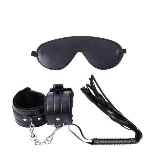 Play Trio | Blindfold  Flogger & Handcuffs Combo for Couples