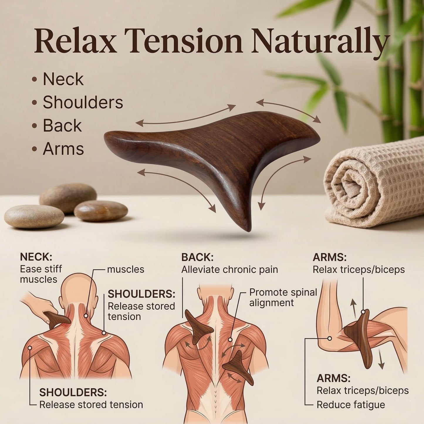 Handcrafted Wooden Gua Sha Massage Tool – Natural Face & Body Sculpting Massager